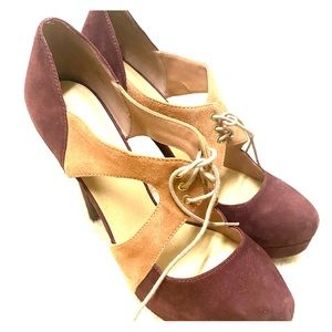 Platform suede 5” heels.